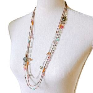 Signed Silpada Necklace N2112 Sterling Layered Leather Glass Bead Boho 2011-2012